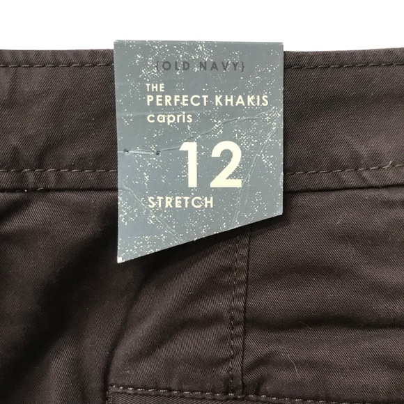 NEW - Old Navy The Perfect Khakis Capris Dark Brown Size 12 Cropped Stretch - Picture 5 of 7